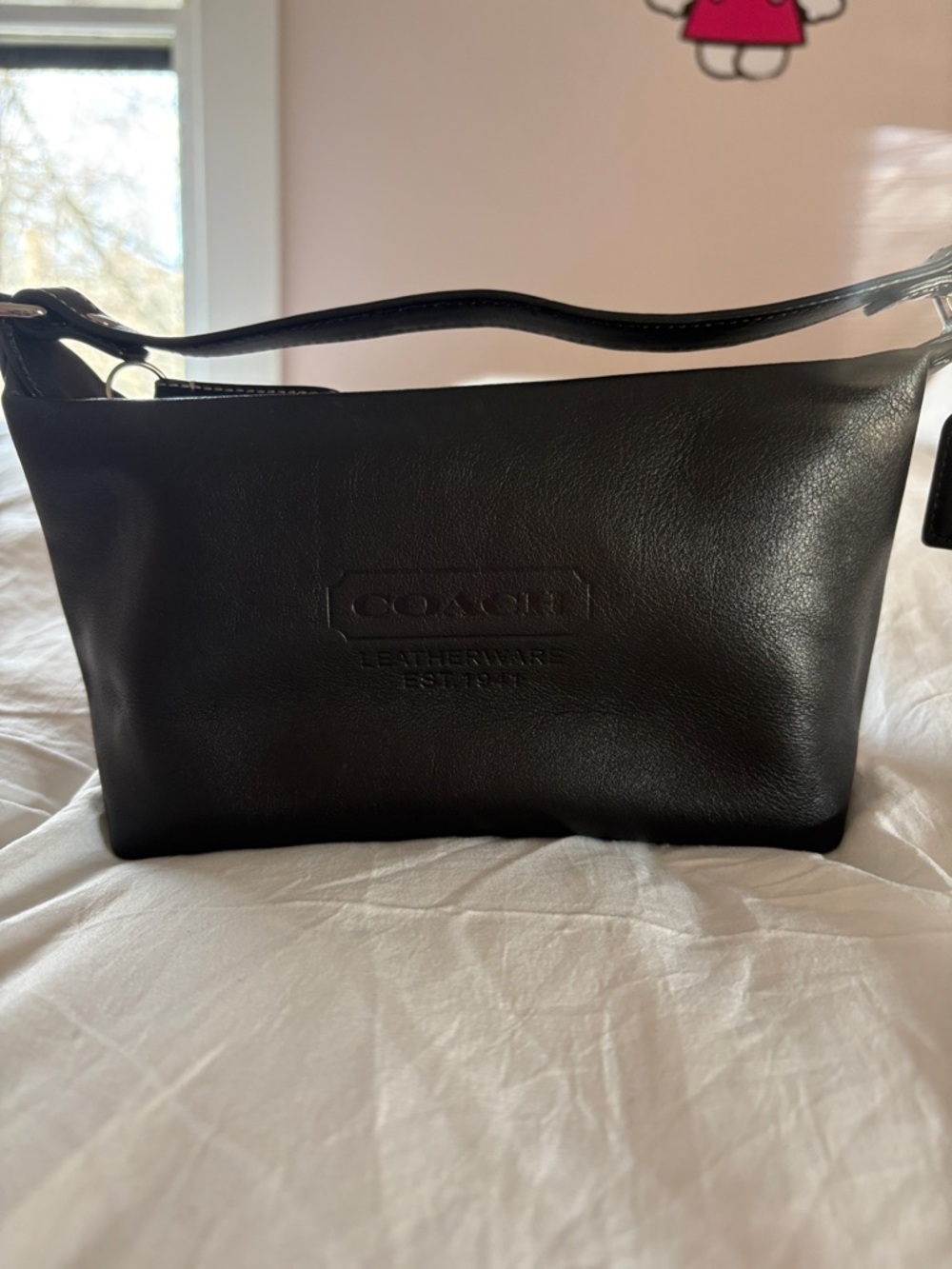Coach Black Leather 9” Mini Bag